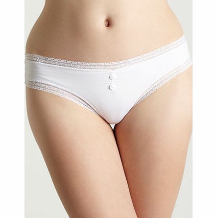 Bhs White Microfibre Button Brazilian Brief, white