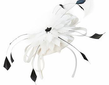 White Multi Lucy Feather Flower Fascinator,