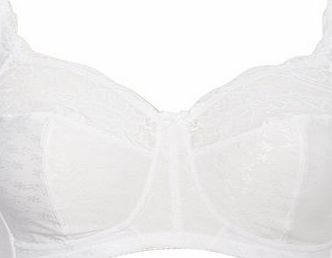 Bhs White Non-Wired Jacquard and Lace Total Support