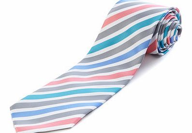 Bhs White Pink Aqua Stripe Tie, White BR66D05EWHT