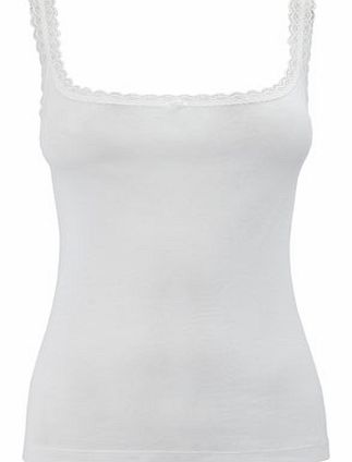White Seamfree Cotton Thermal Camisole, white