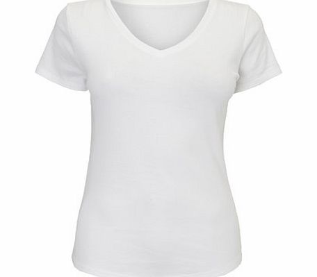 Bhs White Short Sleeve V Neck Top, white 2424040306