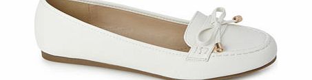 Bhs White Stylish Moccasin With Bow, white 2838420306