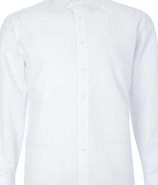 Bhs White Textured Penny Collar Long Sleeve Tailored