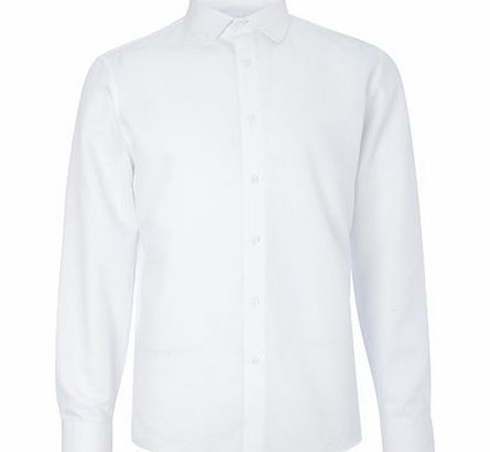 Bhs White Textured Penny Collar Shirt, White