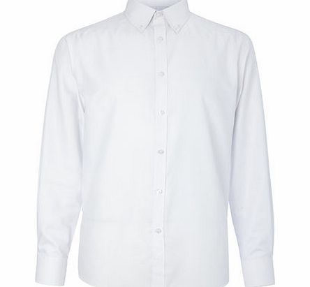Bhs White Twill Button Down Collar Shirt, White
