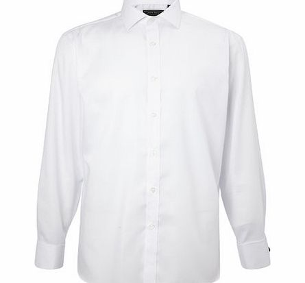 Bhs White Twill Cutaway Cotton Shirt, White