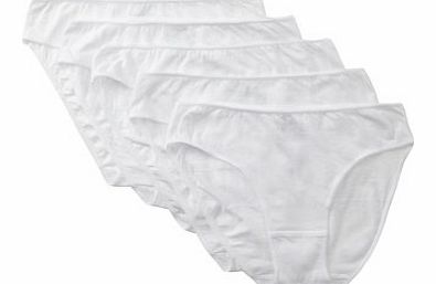 Bhs Womens 5 Pair Pack White Cotton Midi Knickers,