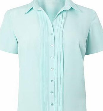 Bhs Womens Aqua Pleat Front Shirt, Aqua 18940405257