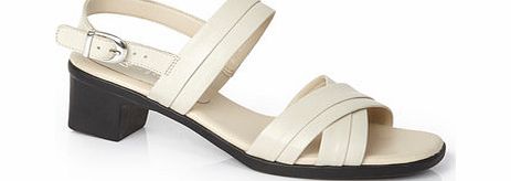 Womens Beige TLC Cross Strap Block Heel Sandal,