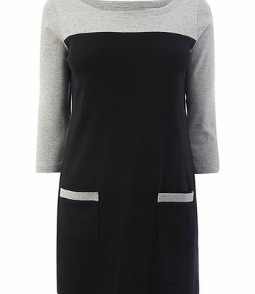 Womens Black  Grey Long Sleeve Colour Block