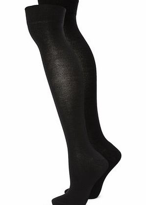 Bhs Womens Black 2 Pairs of Bamboo Knee High Socks,