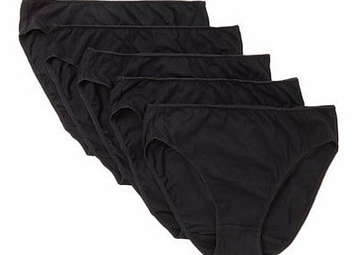 Bhs Womens Black 5 Pack Plain High Leg Knickers,