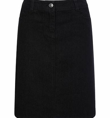 Womens Black A-Line Denim Skirt, black 880428513