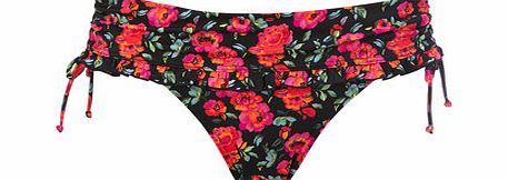 Bhs Womens Black and Pink Floral Bikini Pant,