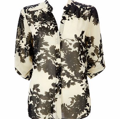 Bhs Womens Black and White Blossom Shirt, black