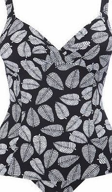 Bhs Womens Black And White Leaf Print Tummy Control