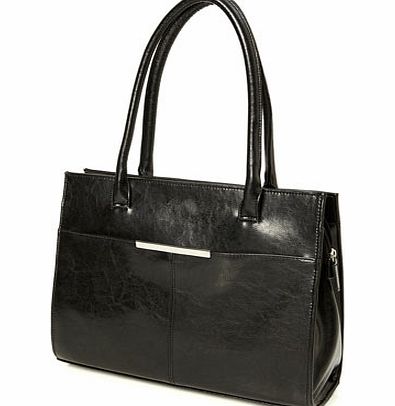 Bhs Womens Black Bar Detail Brief Carrier Bag, black