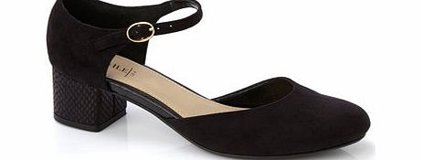 Womens Black Block Heel Ankle Strap Shoe, black