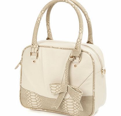 Bhs Womens Black Bow Charm Bowler Bag, black