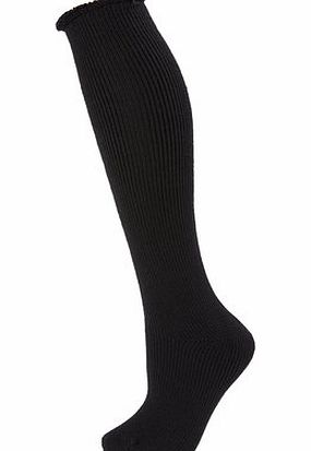 Womens Black Brushed Thermal Knee High Socks,