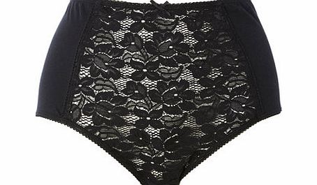 Bhs Womens Black Floral Lace Full Brief, black