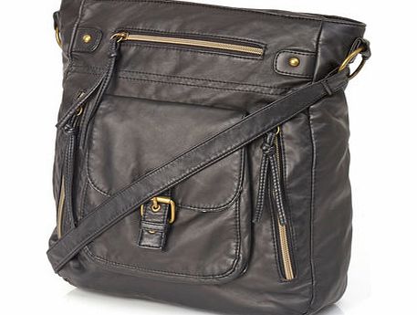 Bhs Womens Black Front Pocket Slouch Bag, black