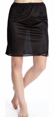 Womens Black Guipure 20`` Waist Slip, black