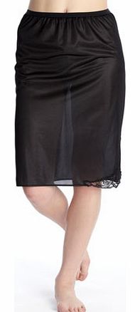 Womens Black Guipure 24`` Waist Slip, black