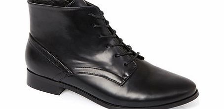 Bhs Womens Black High Shine Lace Up Ankle Boot,