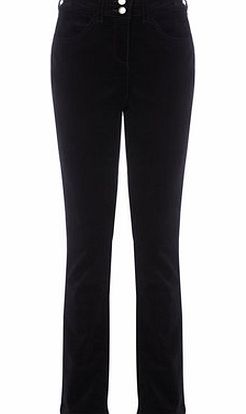 Womens Black High-Waisted Cord Trousers, black