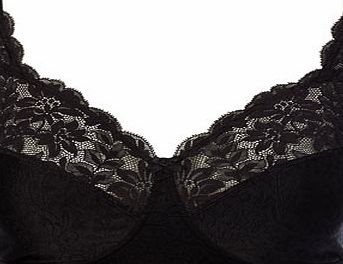Bhs Womens Black Jacquard and Lace Non-Wired Bra,