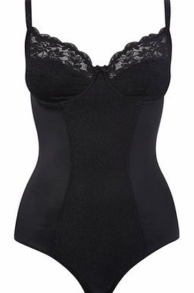 Bhs Womens Black Jacquard and Lace Shaping Body,