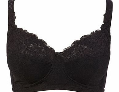 Bhs Womens Black Jacquard and Lace Total Support