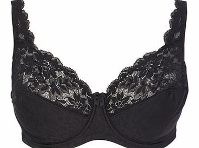 Bhs Womens Black Jacquard and Lace Underwired DD-G