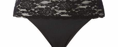 Bhs Womens Black Lace Bandeau High Leg Brief, black