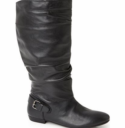 Womens Black Leather Long Boots, black 2844370137