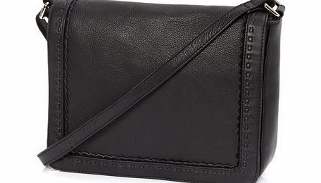 Bhs Womens Black Leather Scallop Flap Over Bag,