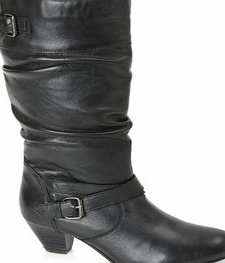 Bhs Womens Black Leather Western Long Boots, black