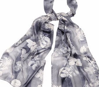 Bhs Womens Black Multi Blurred Floral Satin Stripe