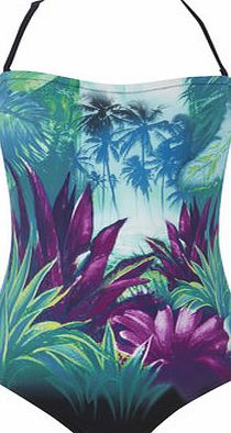 Bhs Womens Black Multi Jungle Placement Print Tummy