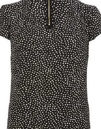 Bhs Womens Black/Multi V Neck Blouse, black/multi