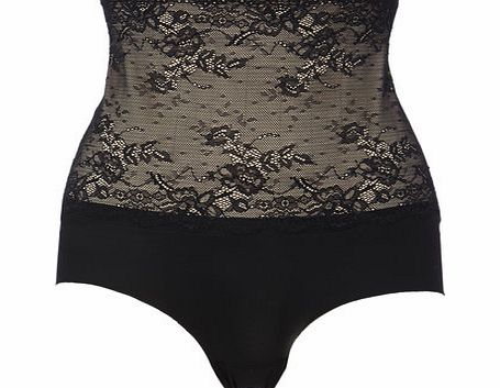 Womens Black/ Nude Lace Belly Buster Shaping