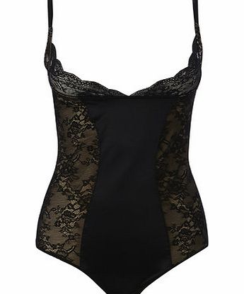 Bhs Womens Black/ Nude Lace Shaping Body, black/nude