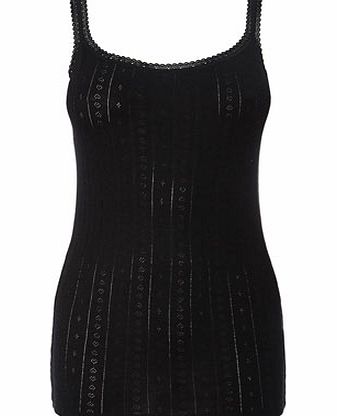 Bhs Womens Black Pointelle Thermal Cami Vest, black