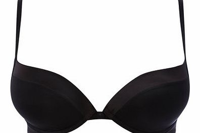Bhs Womens Black Satin Cuff Cleavage Bra, black