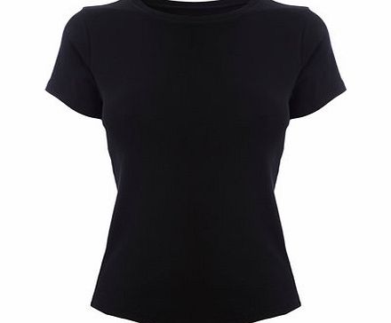 Womens Black Short Sleeve Crew Neck Top, black