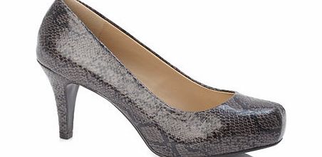 Womens Black Snake Twin Seam Court Shoe, black