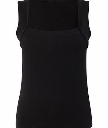 Womens Black Square Neck Vest, black 2422568513