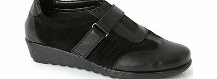 Bhs Womens Black TLC Suede and Leather Velcro Shoe,
